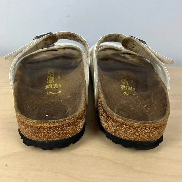 Birkenstock Women’s Size 39 / 8.0 Florida White Leather 3 Strap Cork Sandals - Picture 7 of 15